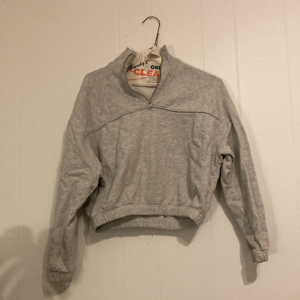 Cozy Gray Pullover with Quarter-Zip
